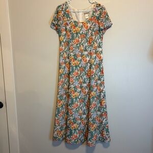 Coldwater Creek Floral Maxi Dress - Green and Orange